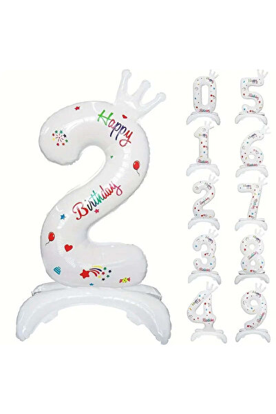 vivimall Metallic Foil Balloon, Number Figurine, Birthday Theme 81 Cm, Individual Packaging, Straw Included, U