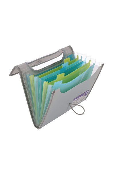 Strigo Expandable plastic folder A5, 6 compartments, gray SF099