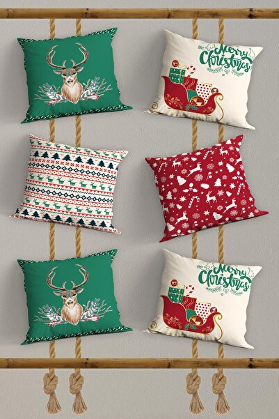 Belle Benoit 6-Piece Christmas Patterned, Decorative Double-Sided Digital Printing, Pillowcase, Throw Pillow Cover, Zippered