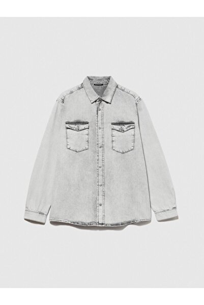 Sisley Ανδρικό πουκάμισο τζιν 100% Koton Vintage Look 323A5TKYSQ039-SIS800