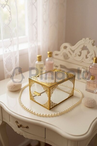 Pingolo Şeffaf Gold İşlemeli Küçük Boy Pleksi Bohça Sandığı | Çeyiz, Takı ve ...