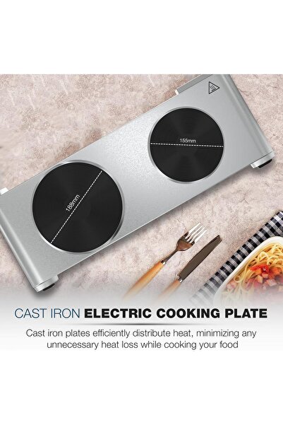Nikai Double Hot Plate Hob - Twin Cooktop 2500W, Adjustable Thermostat, Overheat Protection