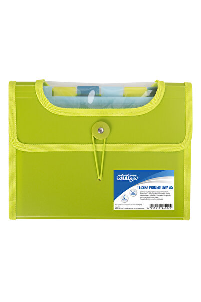Strigo Expandable plastic folder A5, 6 compartments, green SF041