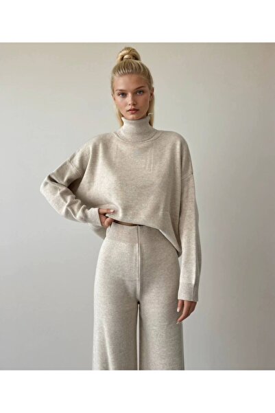 Nil's BUTİK طقم سترة وبنطلون تريكو بياقة عالية