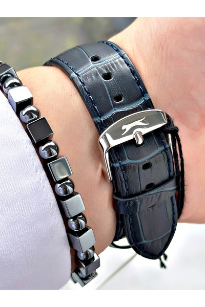 Slazenger Functional Navy Blue Color 10 Atm Water Resistant Steel Case Men's Wristwatch 2481.01Mr