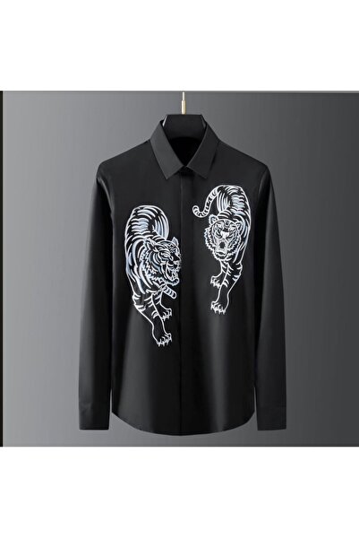 ilayda emir Black tiger print shirt