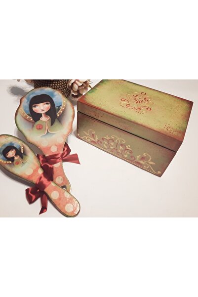 mixartstudiobym Wooden set: chest, brush and mirror,