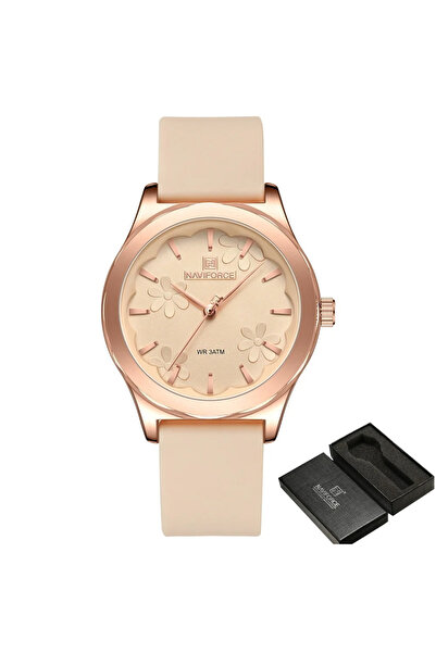 Naviforce Ceas de damă de lux la modă, casual, cuarț, silicon, roz
