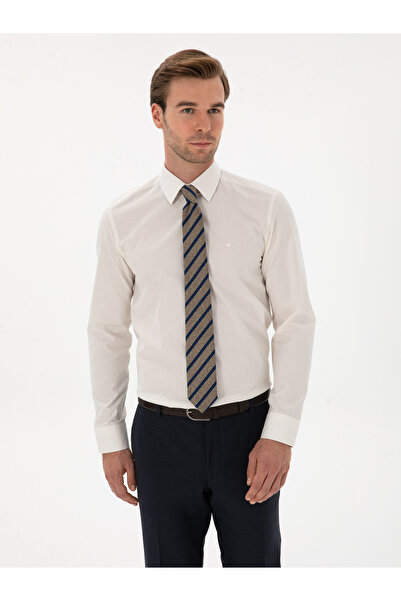 Cacharel Ecru Slim Fit 100% Cotton Shirt 50311639-Vr019