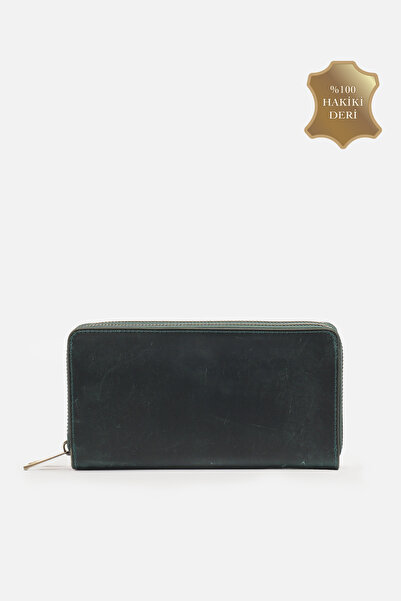 MAFİ Τσάντα χειρός Lina Genuine Crazy Leather Portfolio με διπλό φερμουάρ, πρ...