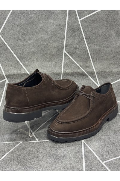NYZ Brown Genuine Nubuck Leather Lace-Up Eva Sole Shoes