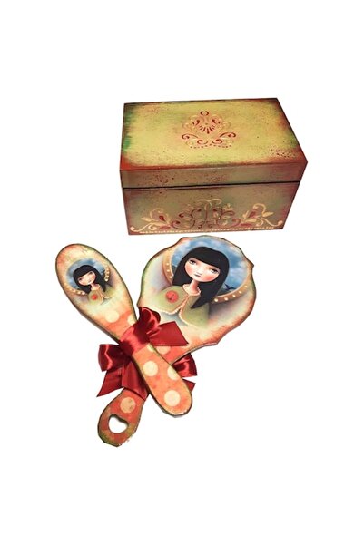 mixartstudiobym Wooden set: chest, brush and mirror,