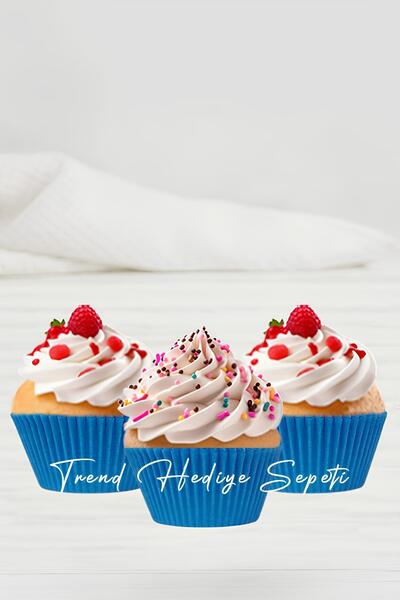 Trend Hediye Sepeti Approximately 200 Pieces Standard Size Blue Muffin Cake Mold 50X30 Mm, Cupcake Paper, Brownie Mold