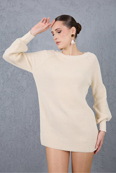 Moda Days Reglan Balloon Sleeve Crew Neck Glitter Knit Sweater