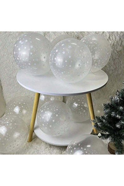 vivimall Set 10 Latex Balloons E, 30 Cm, White Stars, 2.8 G