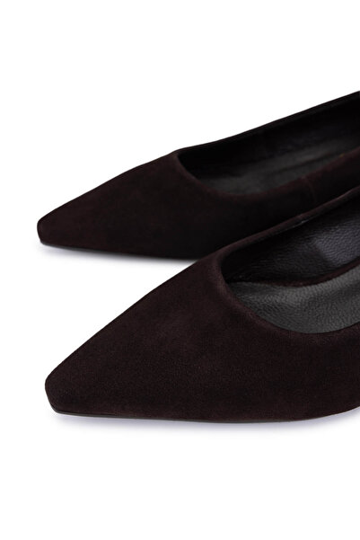 Tamer Tanca Kadın Hakiki Deri Kahverengi Süet Topuklu Ayakkabı