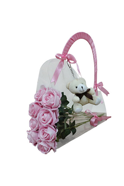 ESR Şeffaf Çantada Güller&Ayıcık Anahtarlık