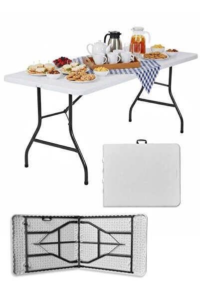 AGD Folding Dining Table for Indoor & Outdoor Use (Camping, Picnics, Garden) 74x74x180 cm