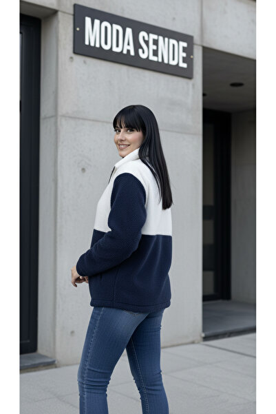 modasende Жіночий кольоровий плюшевий піджак, щільний, прямий крій, на блискавці