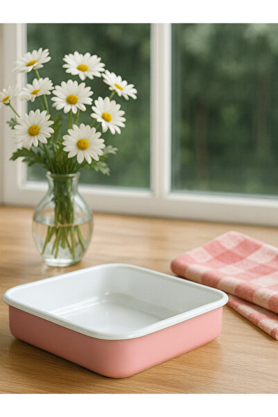 Elifle Emaye Kare Tepsi 20*20 cm Somon Pişirme, Fırın, Kare tepsi