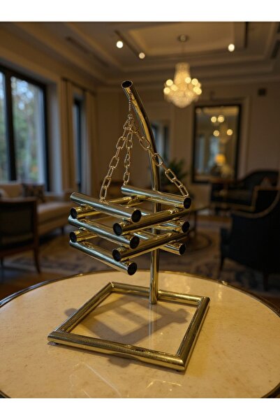 FERROVIA MASA ÜSTÜ AKSESUAR GOLD ZİNCİRLİ MUMLUK CAMLI AKSESUAR