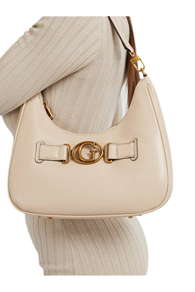 Guess Women's Aviana Beige Hobo Bag - Elegant Casual Handbag with Logo for Everyday Use