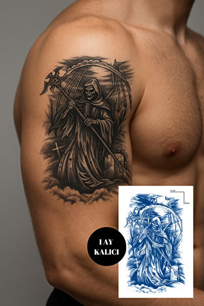 TAKIŞTIR Kuru Kafa Figürlü 12 Saat Sonra Kararan Geçici Orta Dövme Tattoo