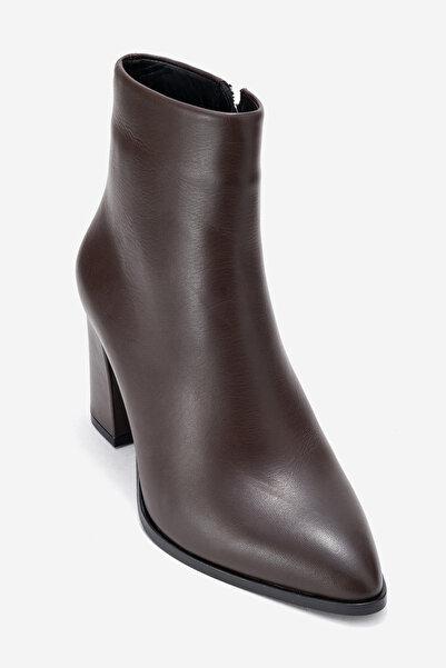 Dericlub Women's High Heeled Ankle Boots Real Leather Rc 311 Brown