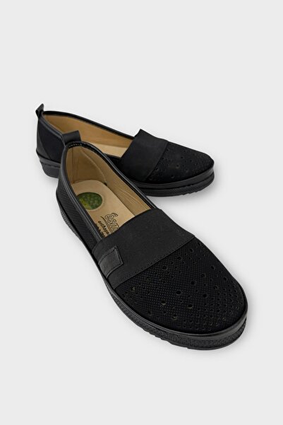 Liger Women's Orthopedic Rubber Detail Comfort Casual Shoes Black - Cream