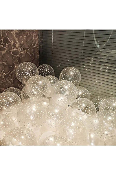 vivimall Set 10 Latex Balloons E, 30 Cm, White Stars, 2.8 G
