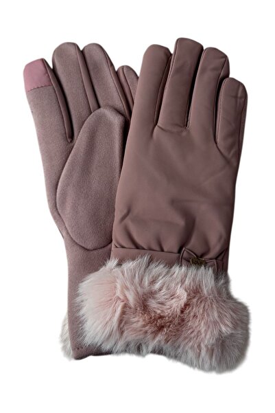 zhrcollection Kışlık Kadın Su Geçirmez İç Yüzeyi Peluş Suni Kürk Eldiven