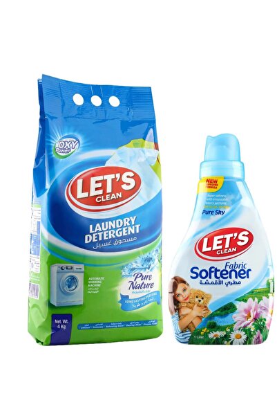 Let's Clean مسحوق غسيل الملابس الأوتوماتيكي بيور نيتشر 4 كجم ومنعم الأقمشة بي...