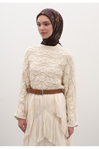 Fresh وشاح جيزيل من القطن والفسكوز باللون العنابي