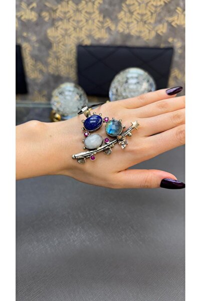 Gümüşhanesi Labradorit,lapis ve aytaşından otantik gümüş kolye