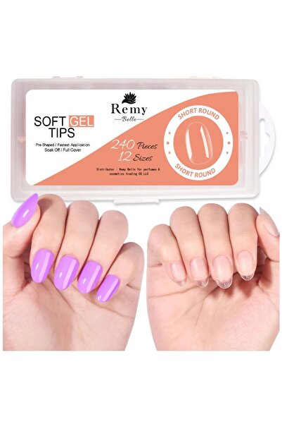 Remy Belle أطراف أظافر هلامية ناعمة قصيرة مستديرة 240 قطعة 12 مقاسًا