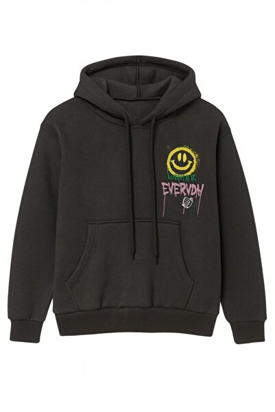 TOMMY LIFE Φούτερ για κορίτσια με κουκούλα Μαύρο φούτερ για κορίτσια σερβιτόρος