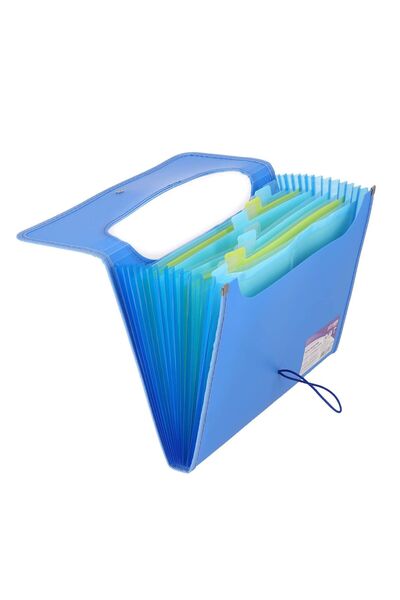 Strigo Expandable plastic folder A4, 12 compartments, blue SF104