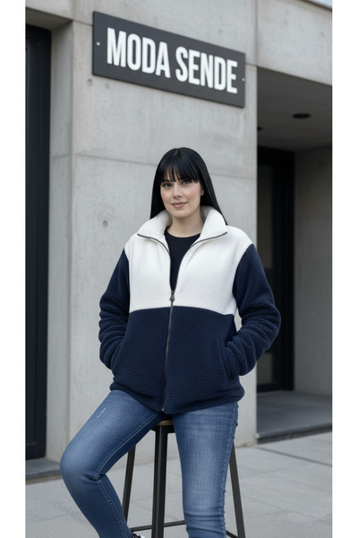 modasende Жіночий кольоровий плюшевий піджак, щільний, прямий крій, на блискавці