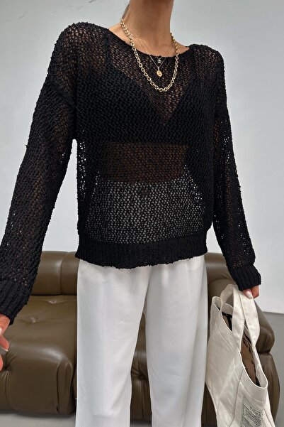 mylove Openwork Sweater Black