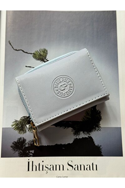 bag Women's Small Size Faux Leather Blue Wallet with Compartments