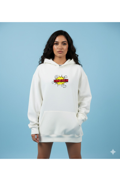 By Caspita Fashion Λενίθρα Ποπ Αρτ Βαν Γκογκ Σακάκι με τύπωμα Unisex oversized Λευκό Φούτερ με κουκούλα