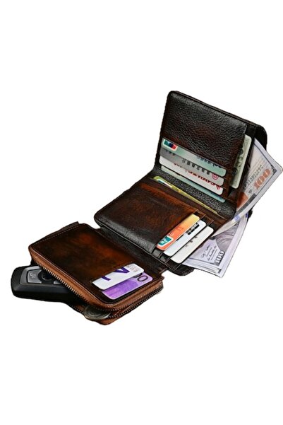PriStyle Premium Men's Wallet - Genuine Leather, Vintage Brown, RFID Protecti...