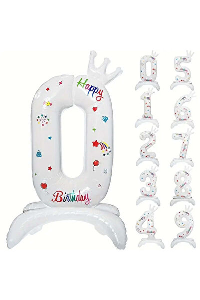 vivimall Metallic Foil Balloon, Number Figurine, Birthday Theme 81 Cm, Individual Packaging, Straw Included, U