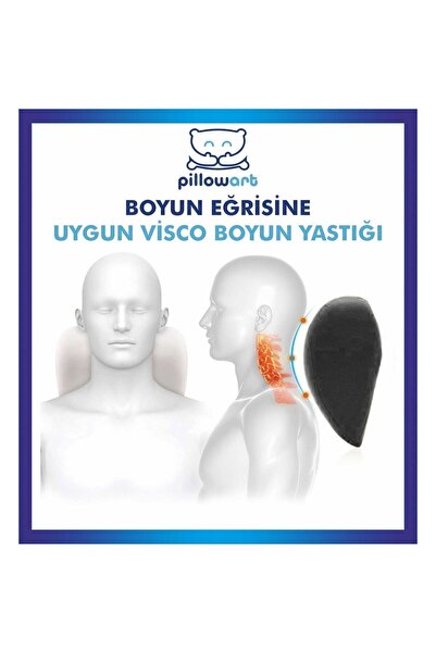 PİLLOWART Visco Araç Boyun Yastığı, Seyahat Yastığı, Ayarlanabilir Uyku Yastığı İkili Set