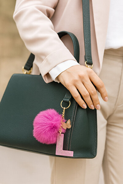 Bellinzona Γράμμα L Ροζ Ασημί Μπρελόκ & Διακοσμητικό [Με Επιλογή Πομπόν]