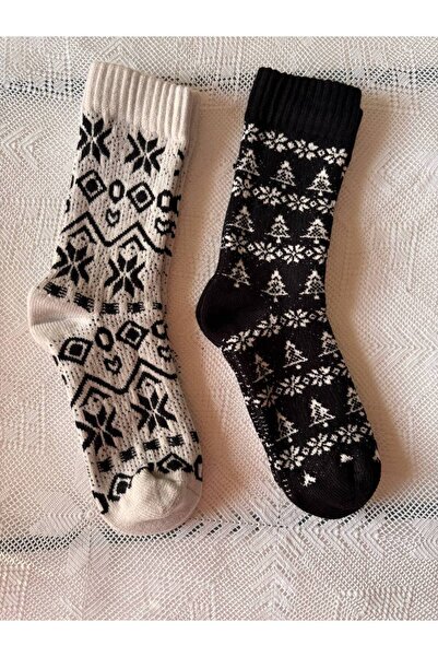 İNSPİRA Βαμβακερές χοντρές κάλτσες με θέμα την έναρξη της χρονιάς με μοτίβο νιφάδων χιονιού και ελαφιών