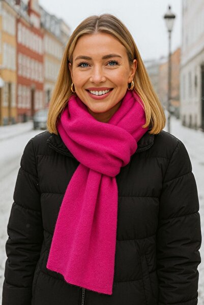 MARBERRY Fuchsia Tip Stitched Brown Knitwear Shawl 43X220 cm