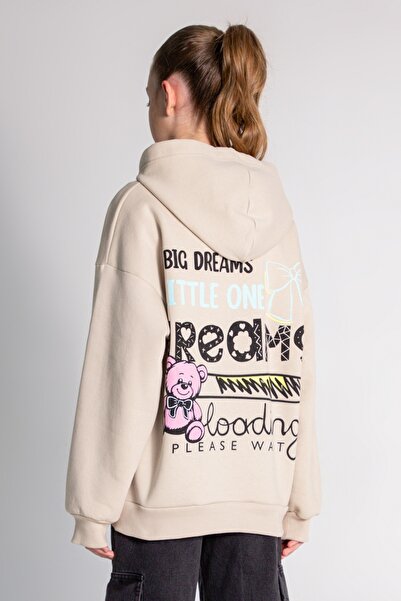 DMB BOYS & GIRLS Girl's Slogan Printed Oversized Sweatshirt with Ribbed Trim