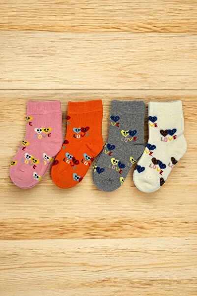 tibo 4 чифта дебели зимни чорапи с дизайн на сърце за деца, двуслойни, безшевни