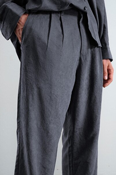 GIESTO PİLİLİ EFEKTLİ MODAL ANTRASİT PANTOLON